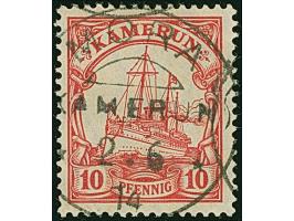“MORA (KAMERUN) 2.6.14” sehr klar auf loser Marke Kaiseryacht 10 Pfg, mit Wasserzeichen. Die Marke mit kleinem Eckbug, sonst 