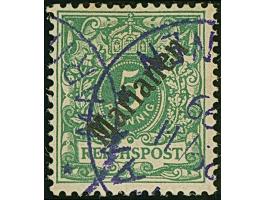 1899/1900, Steilaufdruck 5 Pfg. mit violettem Stempel “SAIPAN MARIANEN 29.11.99", in tadelloser Erhaltung, doppelt signiert B
