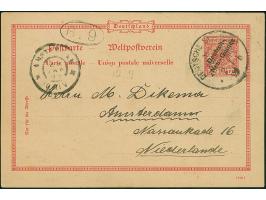 “DSP NEU-GUINEA ZWEIGLINIE *b 2.1.99” (Dampfer Stettin) recht klar auf Aufdruck-Ganzsachenkarte 10 Pfg. mit Text mit Datierun