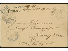 “Gochas” handschriflich und Wanderstempel vom 27.2.04 auf Feldpost-Ansichtskarte mit Text und Dienstsiegel “OKANGAVA” mit han