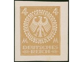 1922, Gewerbeschau München 4 Mark, sieben verschiedenfarbige ungezähnte Essays im Großformat auf Kunstdruckpapier ohne Gummie