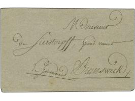 1807, kompletter Faltbrief mit dekorativem Briefkopf des Generalsquartiers und eigenhändiger Unterschrift des &nbsp;Militärgo