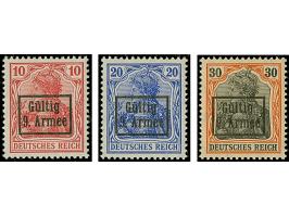 1918, Friedensdruck 10 Pfg. , 20 Pfg. und 30 Pfg., sauber ungebraucht, tadellos, äußerst selten, jeweils Fotoattest Wasels BP
