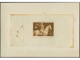 1943, Das Braune Band 42 Pfg. als ungezähnter Probedruck in Schwärzlichgelbbraun als Einzelabzug ohne Inschrift im Blockforma