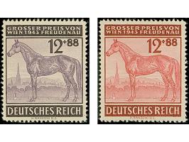 1943, Großer Preis von Wien 12 Pfg. &nbsp;als gezähnte Probedrucke in Rotschwarz bzw. Bräunlichkarmin, ungebraucht ohne Gummi