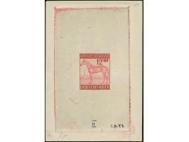 1943, &nbsp;Großer Preis von Wien 12 Pfg. als ungezähnter Probedruck in Graukarmin als Einzelabzug im Blockformat (79 x 114 m