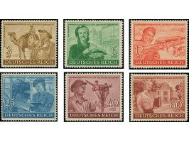 1944, Kameradschaftsblock der Deutschen Reichspost 3-60 Pfg. komplett als gezähnte Entwürfe von Axtner-Heudlass in anderen Fa