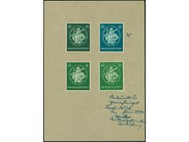 1944, 400 Jahre Albertus-Universität Königsberg 6 Pfg. als gezähnter Probedruck, vier Werte in verschiedenen Grüntönen auf Vo