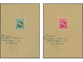 1944, Großer Preis von Wien 6 Pfg. und 12 Pfg. als gezähnte Probedrucke in Schwarzbläulichgrün bzw. in Dunkelrotkarmin auf zw