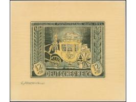 1942, Europäischer Postkongress Wien 1942” 12 Pfg. als farbiger Entwurf im Format 203 x 176 mm auf Pergaminpapier mit Signatu