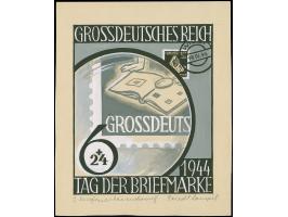 1944, Tag der Briefmarke 6 Pfg.,Entwurf als Tuschezeichnung im Großformat mit Signatur Friedl. Lampel auf Karton in einwandfr