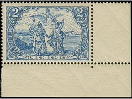 1900, Reichspost 2 M., Type I, aus der rechten unteren Bogenecke, postfrisch und in tadelloser Erhaltung. Ein sehr schönes, f