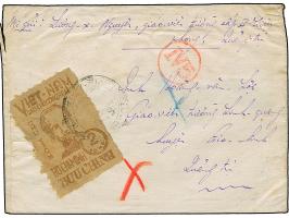 1951, Ho Chi Minh 2 d. brown, type I, fresh colours, tied by cds. “QUANG TRI VIETNAM” to small envelope to a city in the Quan