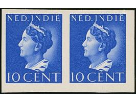 1941, Wilhelmina 10 c. – 10 g. as imperforated proofs, all in horizontal pairs, including 10 c. in 4 different colours