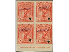 1909, Portrait Issue 1 c.-50 c. in imperforate blocks of four with lower sheet margin showing the American Ban Note Company i