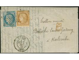 AGENCE HAVAS German edition, Siège 10 c. bistre-brown and 20 c. blue used on entire letter addressed to the "Badische Landes 