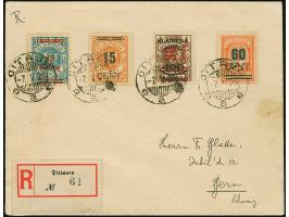 1923, Grünaufdruck 60 auf 500 M. orange, Type I, in Mischfrankatur mit 30 C. auf 400 M auf 1 L. braun (Type I), 15 C. auf 100