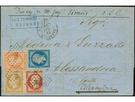 ITALY CAMPAIGN: 1859, folded lettersheet to Alexandria, Egypt, written in Triest and transmitted via forwarding agent to Fran