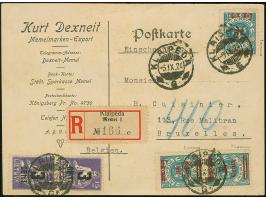 1923, 30 C. auf 1000 M. grünlichblau im senkrechten Paar (Type I und Ie) sowie Einzelwert in Mischfrankatur mit senkrechtem P