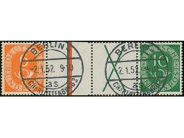 1951, Posthorn 6 Pfg. + Z + X + 10 Pfg. mit Plattenfehler “linker unterer Schenkel des Andreaskreuzes außen eingekerbt”, saub