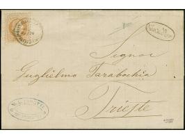 1867, Kaiser Franz Josef 15 So. braun, sauber mit “LLOYD AGENZIE CONSTANTINOPEL 5-12” sowie nebengesetztem ovalen “Via di Mar