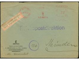 1945, Kurier-Firmenbrief mit Absenderfreistempel “BERLIN -6 3 45” mit Klebezettel-L2 “KURIERPOST WESTEN ÜBER WÜRZBURG 2” nach