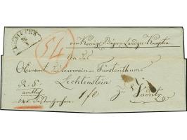 1840, datierte Nachnahme-Dienstbriefhülle mit Halbkreis “KEMPTEN 28/8” an das Liechtensteinische Oberamt in Vaduz. Sehr selte