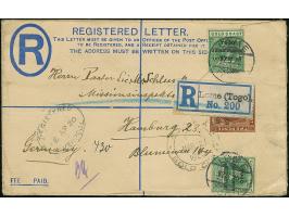 1917, large format registered stationery letter with overprinted 1 d. with London printing &nbsp;½ d. two singles, each tied 