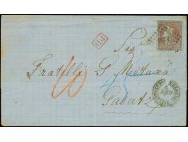 1871, entire letter from Agostolion, Cephalonia, to Galatz, franked with 1868/69, 40 l. lilac with full to large margins; tra