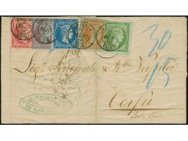 1866, unpaid lettersheet from "GALATZ 9/2" (beneath Greek stamps) to Corfu with transit marks of Vienna and Triest on reverse