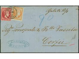 1869, lettersheet with manuscript "Galatz 12/11" without further dispatch mark, via Triest (transit mark on reverse) to Corfu