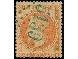 KUSTENDJE: "5139", GC in blue, clear and central on Napoleon lauré 40 c. orange. Light horizontal crease. Signed Calves

