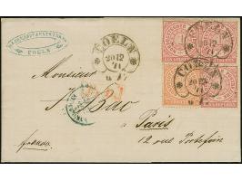 “COELN ** 20.12.71” (Spalink 4-1N1) mehrfach klar Norddeutscher Postbezirk ½ Gr. orange sowie Einzelmarke und waagerechtem Pa