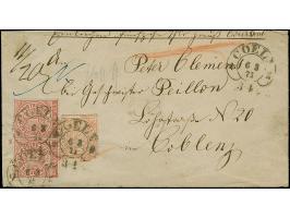 “COELN** 6.3.71” (Spalink 4-2N1) mehrfach klar auf Norddeutscher Postbezirk ½ Gr. orange und waagerechtem Paar 1 Gr. gezähnt 