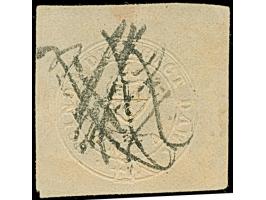 1852, Scinde Dawk 1 a. white, good to large margins, cancelled by pen; tiny paper break in the embossing, otherwise very fine