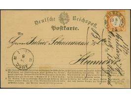 “COELN 13.8.72” (Spalink 4-7) sehr klar auf kleiner Schild ½ Gr. orange auf amtlichem Postkarten-Formular nach Hannover mit A