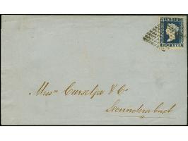 1854, Lithographs, ½ a. indigo, die I, good to large margins, tied by diamond of dots to letter sheet (2 side flaps missing) 