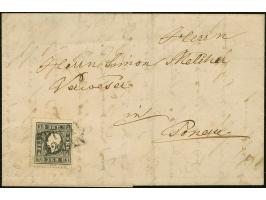 3 Kr. schwarz, Type Ib, sauber entwertet durch Stempel “SPITTAL 22 JAN." auf komplettem Faltbrief nach Donau und innen datier