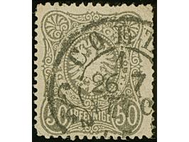 “COELN*1e 26.7.77” (Spalink 4-14y) sehr klar auf loser Marke 50 Pfge grau. Die farbfrische Marke ist etwas fehlerhaft, optisc