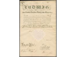 1830, Ludwig I., König von Bayern, eigenhändige Unterschrift auf Rittmeister-Patent für den Grafen von Vieregg
