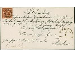 6 Kr. rötlichbraun, voll- bis breitrandig, mit klar und zentrisch aufgesetztem gMR "46" und klar nebengesetztem Halbkreis "DA