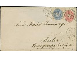 “CREFELD** 20.NOVBR.65” (Spalink 6-1) mehrfach klar auf Preußen Ganzsachenumschlag Wappen 1 Sgr. mit tarifgerechter Zufrankat