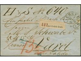 “CREFELD 7.DECBR.65” (Spalink 6-3) sehr klar auf bar bezahltem, kompletten Paketbegleit-Faltbrief der 9. Gewichtsstufe bis 60