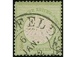 “CREFELD 6.JAN.72” (Spalink 6-5) klar auf loser Marke ⅓ Gr. hellgelblichgrün. Die farbfrische Marke ist gut geprägt, normal g