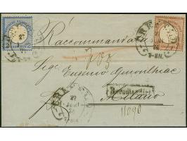 “CREFELD 27.JUNI.74” (Spalink 6-6) zweimal recht klar auf großer Schild 2 Gr. grauultramarin und 2½ Gr. braun als tarifgerech