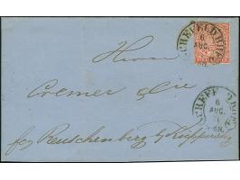 “CREFELD BHF. 6.AUG.71” (Spalink 6-8) klar auf Norddeutscher Postbezirk 1 Gr. gezähnt auf komplettem Faltbrief nach Reuschenb