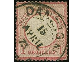 “DANZIG NI 15.APRIL.73” (Spalink 7-1) klar auf loser Marke großer Schild 1 Gr. karmin. Die farbfrische Marke ist gut geprägt 