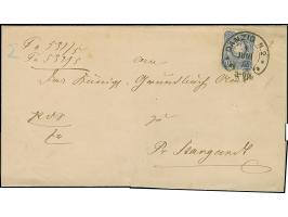 “DANZIG N2 4.JUNI.78” (Spalink 7-2) klar auf 20 Pfge dunkelultramarin auf Briefhülle der 2. Gewichtsstufe nach Pr. Stargard m