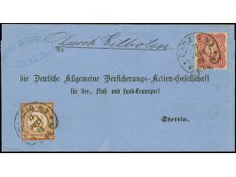 “DANZIG N.3 17.JULI.75” (Spalink 7-3) zweimal klar auf Ausgabe 1874 2½ auf 2½ Gr. und 10 Pfge mattrosa als tarifgerechte Fran