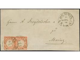 “DEMMIN 19.JAN.72” (Spalink 8) mehrfach klar auf waagerechtem Paar kleiner Schild ½ Gr. ziegelrot als tarifgerechte Mehrfachf